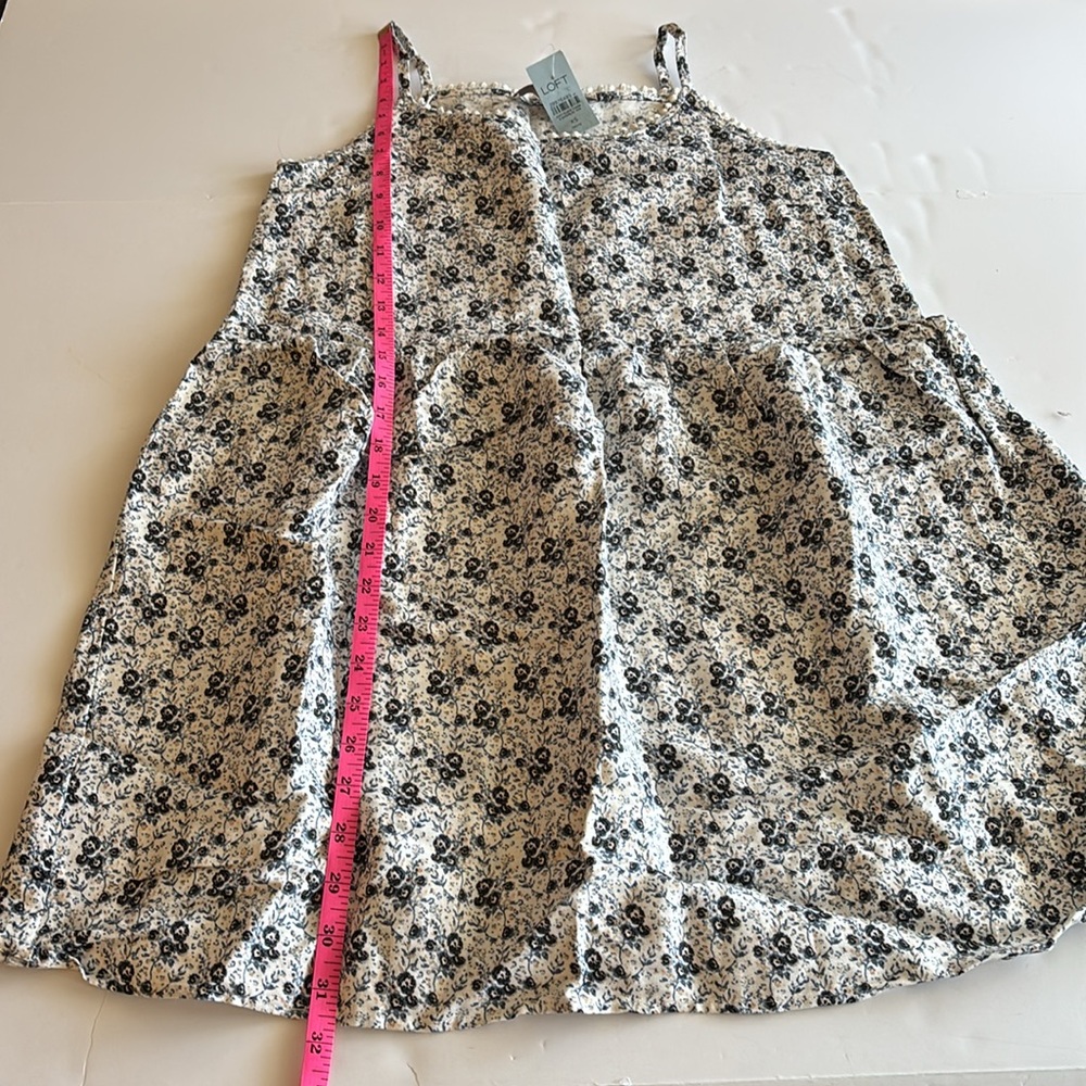 LOFT Blue Floral Spaghetti Strap Dress - Picture 8 of 8